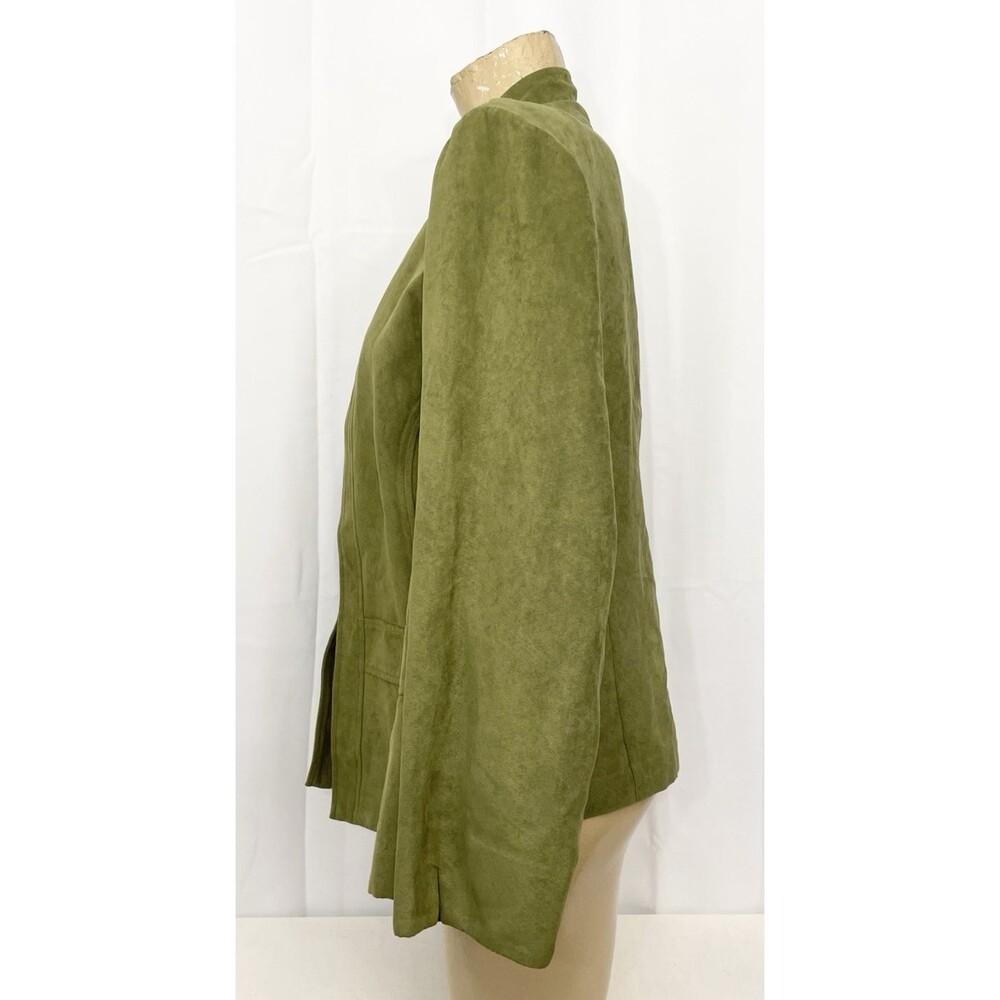 Dressbarn Open Jacket Plus Size 20w Long Sleeves Cardigan Faux Suede Green - Picture 4 of 8